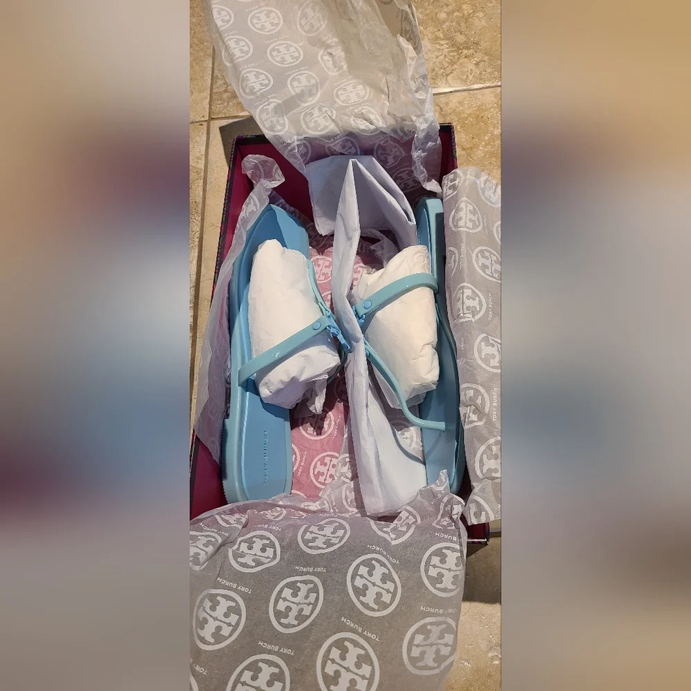 Tory Burch Roxanne Jelly Sandals Island Blue Women's Size 9 - Picture 3 of 6